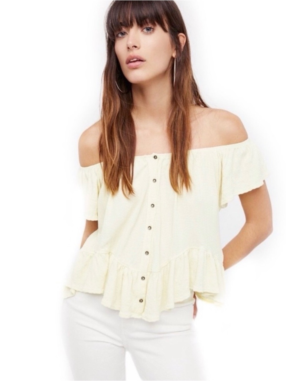 Free people mint julep tee pale yellow medium